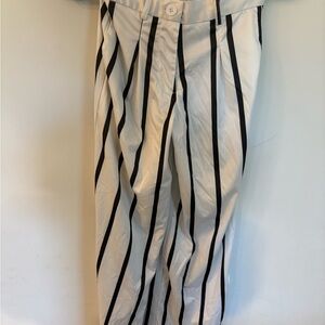 White & Black Vertical Stripe Women's Pants